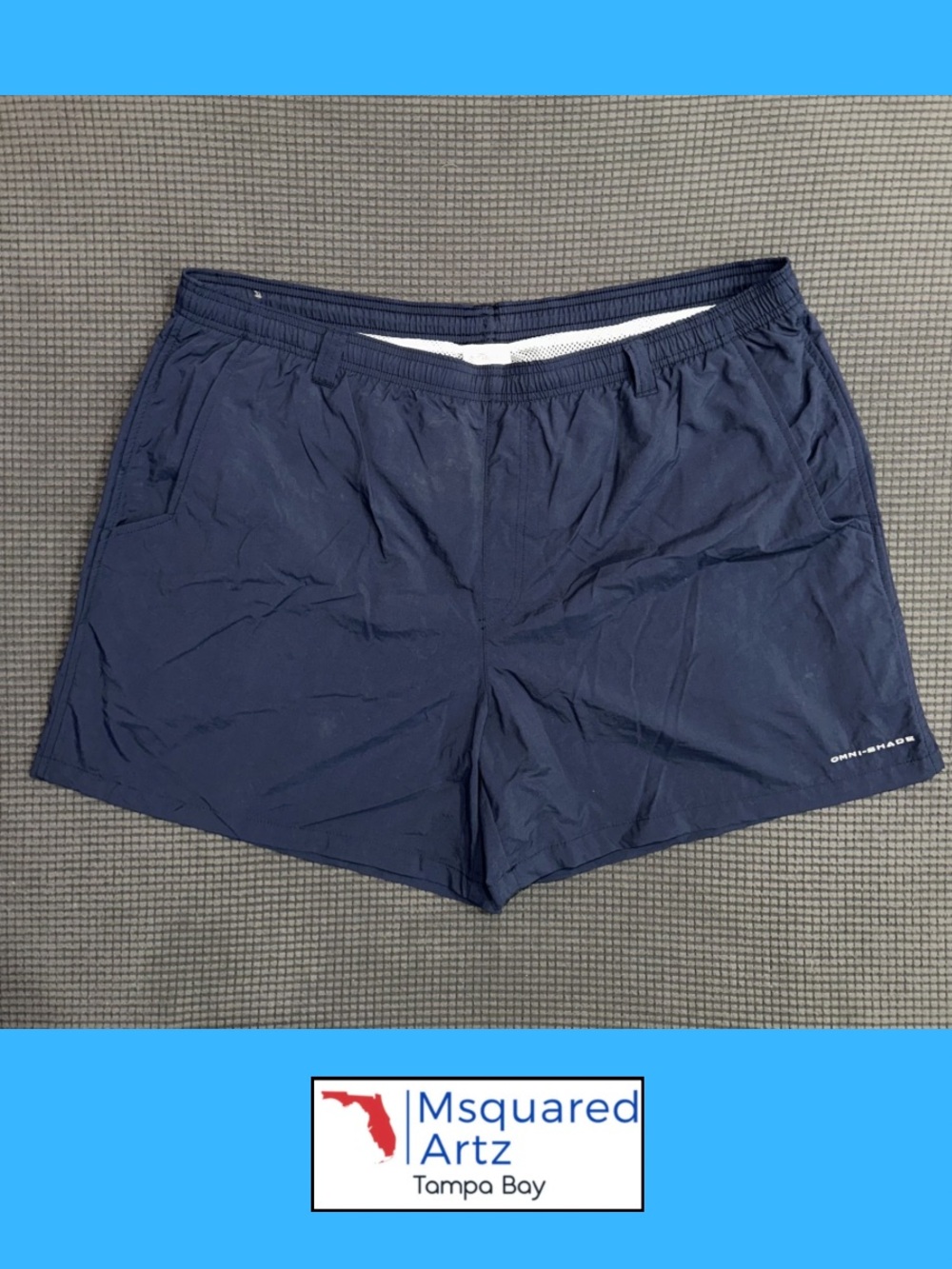 Columbia PFG Mens Navy Blue Swim Trunks Mesh Lined Shorts XXL